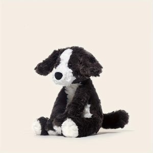 Soft Border Collie Plush Toy - Realistic Black & White Dog Stuffed Animal, Perfect Gift for Friends, Ideal for Christmas & Halloween Room Decor