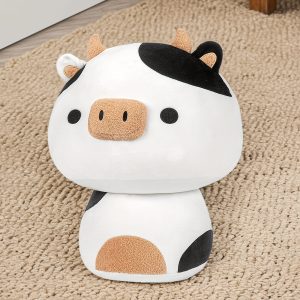 MeWaii 12inch Mushroom Plush, Cute Black&White Cow Stuffed Animals, Kawaii Cow Plush Toys Decoration Gift