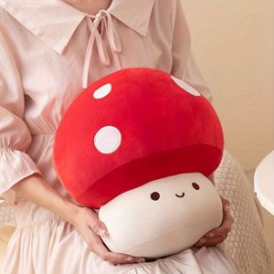 Kawaii Cartoon Mushroom Plush Pillow - Durable Soft Sofa & Bed Decor, Perfect Wedding & Holiday Gift