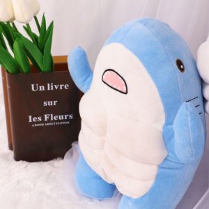 1PCS Cute 3D Muscle Shark Plush Toy, Soft Stuffed Shark Animal Dolls Kawaii Shark Hugging Pillow for Kids Xmas Birthday Gifts