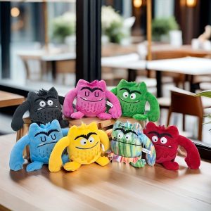 7PCS Emotional Monster Plush Toy Set - Soft Polyester Cartoon Expression Dolls, Teaching Emotions, Kids 0-3 Years, Play and Decor, Ideal Birthday & Holiday Gift