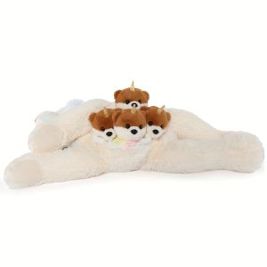 MaoGoLan Dog Teddy Stuffed Animal, 23.62inch Cuddly Mommy Dog Teddy With 4 Babies Puppy Inside Kawaii Giant Dog Plush Soft Toy Gifts For Kids Birthday Decoration