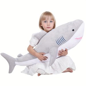 40 Inch Cute Big Shark Plush Soft Hugging Pillow Plushies, Large Whales Stuffed Animals Toy Ocean Fish Megalodon Doll, Gift For Kids, Girls And Kids, Birthday