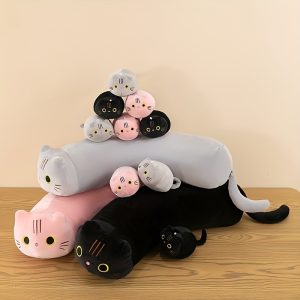 4pcs cat family, plush toys, cat pillows, long plush doll dolls, bed pillows, pillows, sleeping dolls!